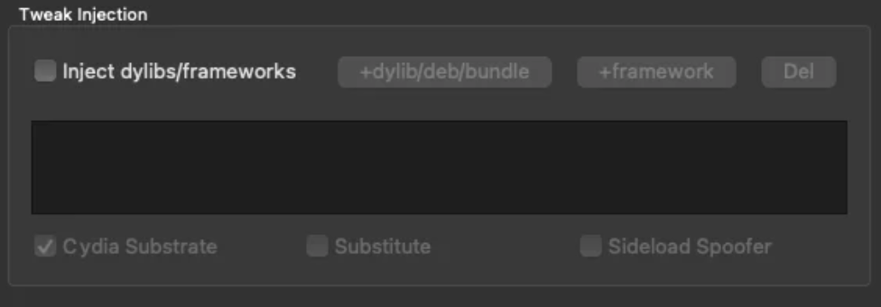 Sideloadly dylib injection interface